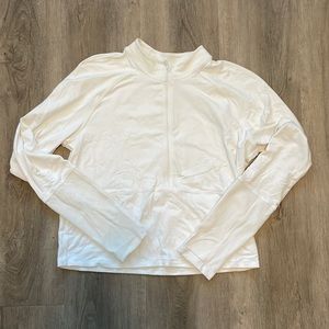 White Lululemon Cropped Long Sleeve with 1/4 Zip